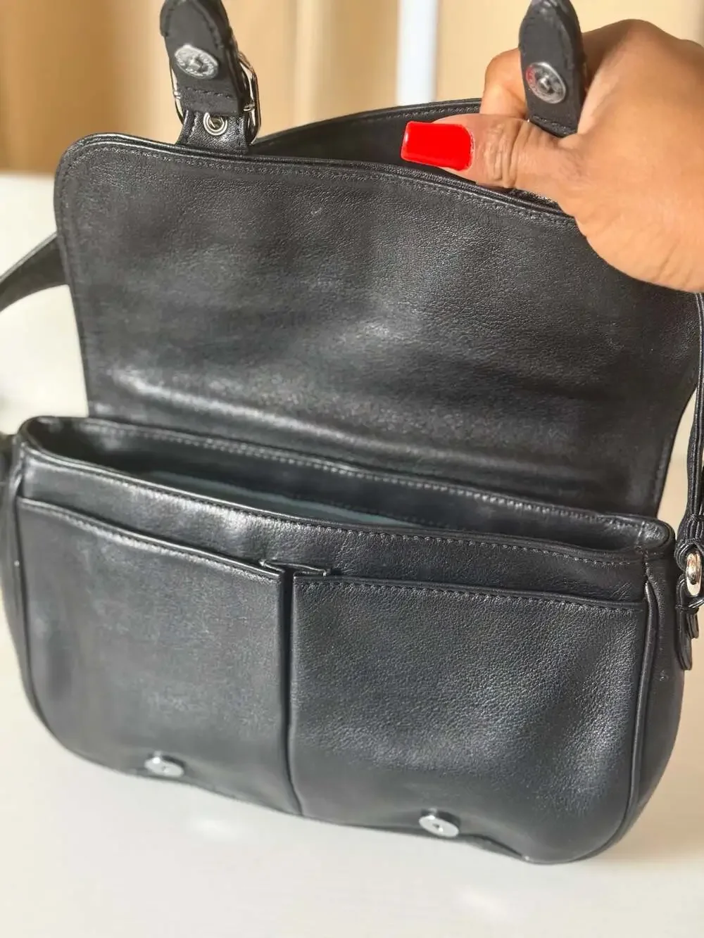 Cole Haan Alexa H04 Black Leather Equestrian Shoulder Bag